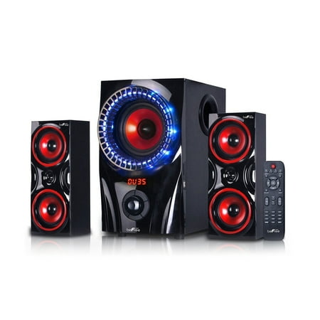UPC: 0139649753524 | beFree Sound BFS-99X 2.1 Channel Multimedia Entertainment Shelf Bluetooth Speaker System in Red