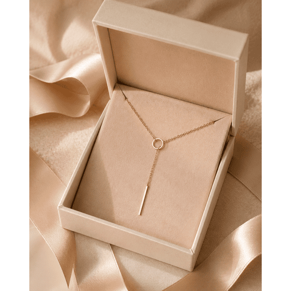 Just Love Jewels Gold-Tone Y Necklace with Circle and Bar Pendant, Long Drop Lariat Necklace for Women