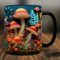 hulanddfd Mushrooms Ceramic Coffee Mug, 3.8"x3.3" Tea Cup with Handle Multifunctional Mug for Work Gym and Camping Hiking Gift for Family and Friend