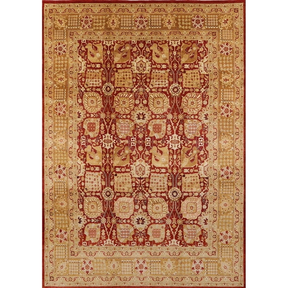 Ahgly Company Indoor Rectangle Mid-Century Modern Orange Oriental Area Rugs, 7' x 9'
