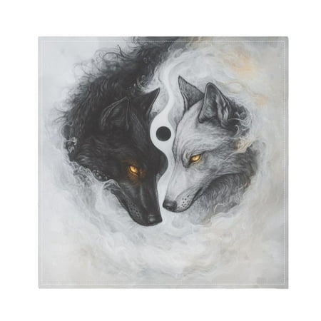 

WOBOGO Black White Wolf Pattern Cloth Napkins 1 Piece Soft Elegant Touch Durable Absorbent Quick Drying for Elegant Dining