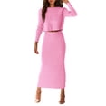 thumbnail image 1 of Conjunto de Suéter para Mujer PRETTYGARDEN Top Corto y Falda de Punto en Rosa Talla S, 1 of 8