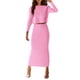 thumbnail image 1 of Conjunto de Suéter para Mujer PRETTYGARDEN Top Corto y Falda de Punto en Rosa Talla S, 1 of 8