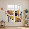 thumbnail image 3 of Geometric Tier Curtains, Abstract Black Middle Century Boho Yellow Red Stripes Light Filtering Kitchen Curtains, 2Pcs Rod Pocket Half Window Treatments Panels for Sink Cafe Cabinet Basement 27.5x45In, 3 of 9