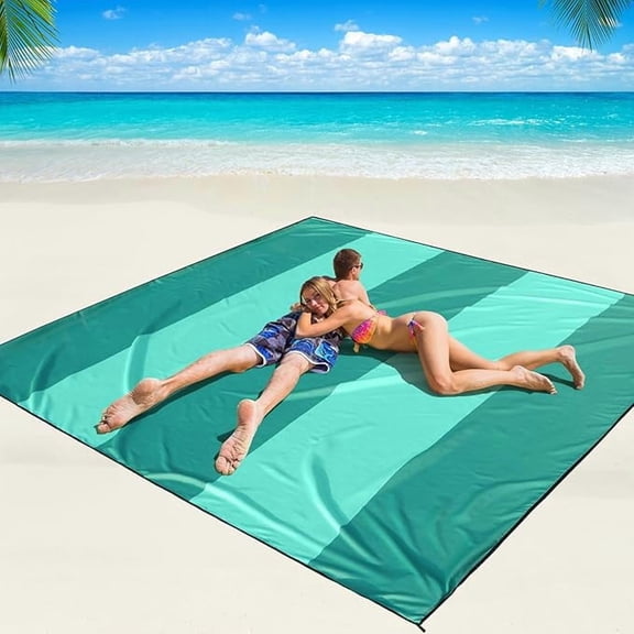 Beach Blanket Waterproof Sandproof Beach Mat 79" X 83"/10'x9'for 1-84Adults Quick Drying Outdoor Picnic Mat Beach Accessories for Travel, Camping, Hiking