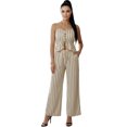thumbnail image 1 of Conjunto para Mujer 2 Piezas Rayado Top Peplum con Tirantes y Pantalón Palazzo Set Elegante Casual de Tela Ligera, 1 of 5