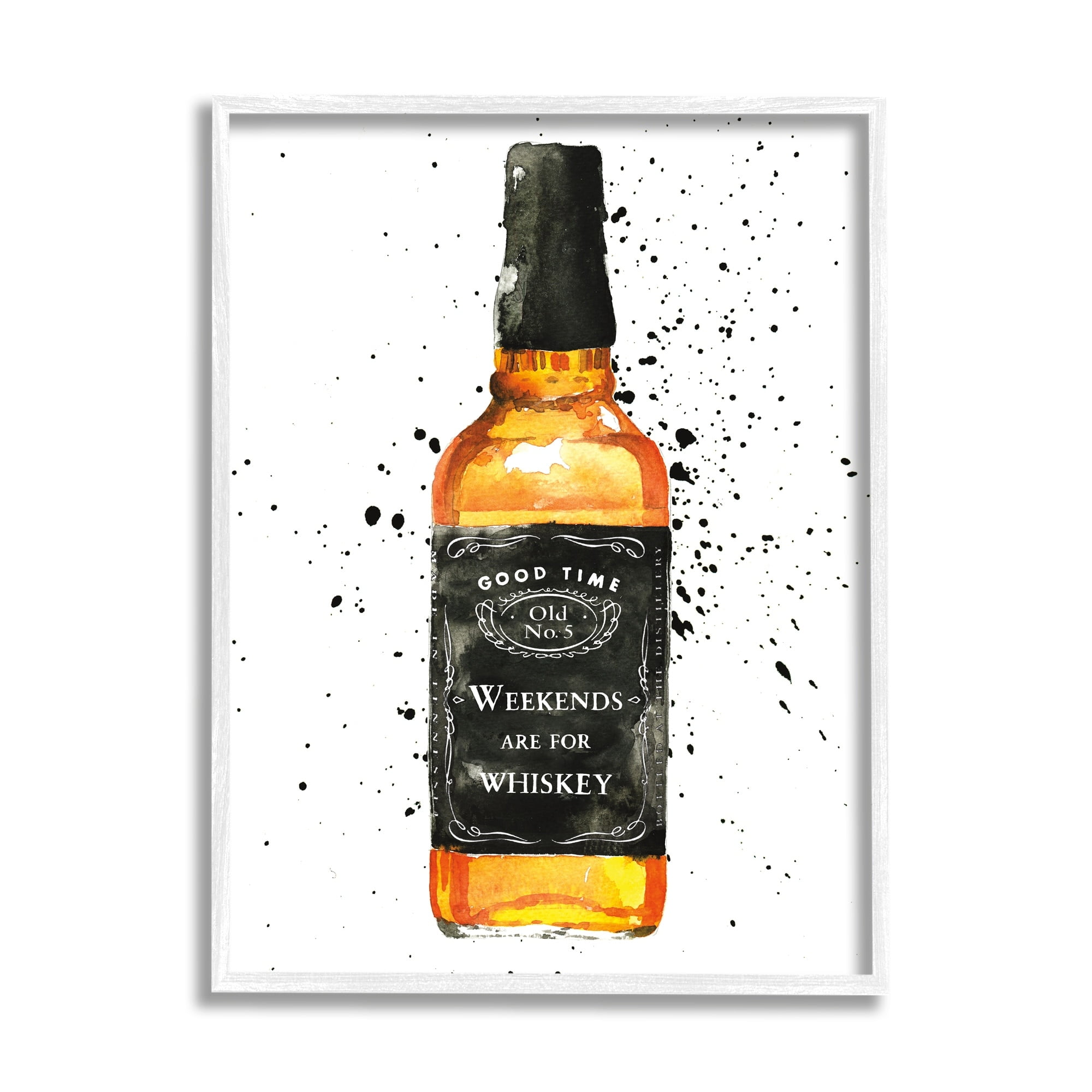Stupell Industries Weekends Are For Whiskey Quote Liquor Bottle Grey Framed, 16 x 20, Design by Mercedes Lopez Charro
