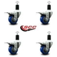 thumbnail image 2 of 3 Inch Blue Poly Swivel 1-1/2 Inch Expanding Stem Caster Set Total Lock Brake, 2 of 2