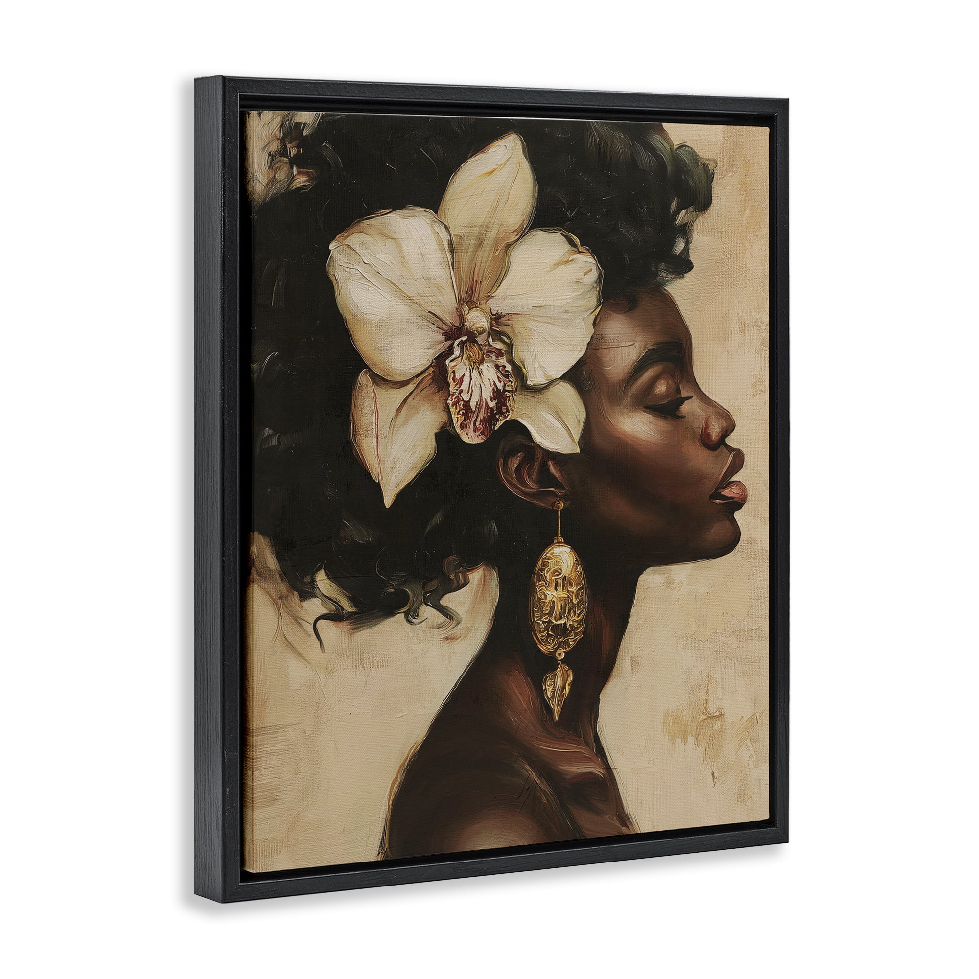 Stupell Industries Orchid Majesty Portrait Black Framed Floater Canvas Wall Art, design by Svetlana Aleynikova