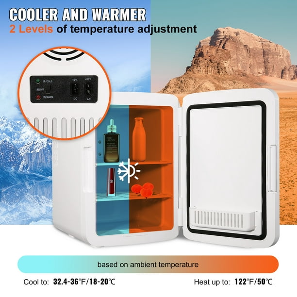 VEVOR Mini réfrigérateur pour chambre à coucher, réfrigérateurs portables  10 litres/12 canettes, petit réfrigérateur à boissons de luxe pour soins de  la peau, refroidissement du lait maternel, refroidisseur AC/DC pour voiture  de