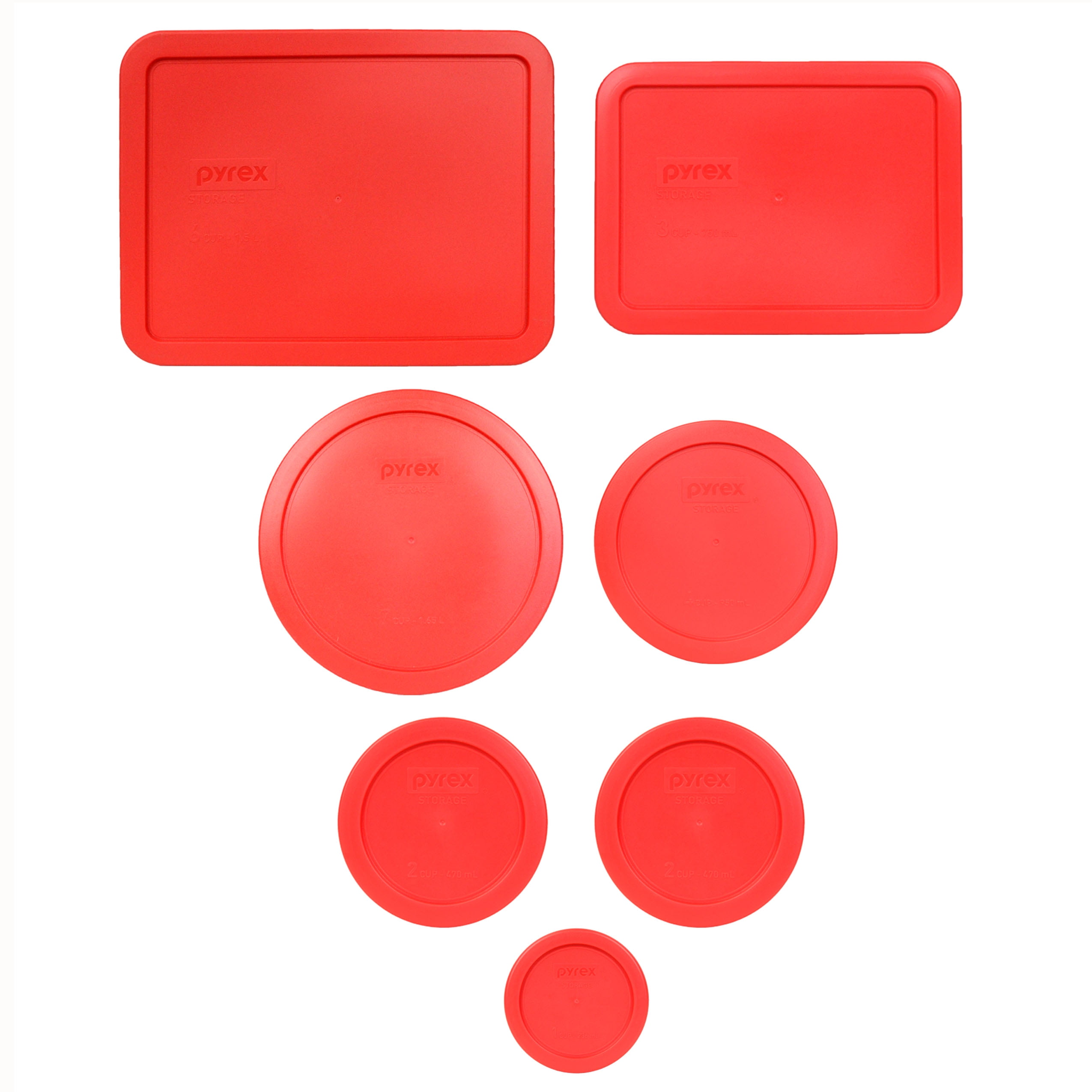 Pyrex (1) 7211PC, (1) 7210PC, (1) 7402PC, (1) 7201PC, (2) 7200PC