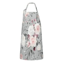 Pioneer Flower Floral Print Pattern Apron-Garden Aprons for Women with Pockets-Cotton Linen Waterproof Kitchen Cooking Gardening Aprons Adjustable for Kitchen,Cooking,BBQ and Salon 33x27 Inch