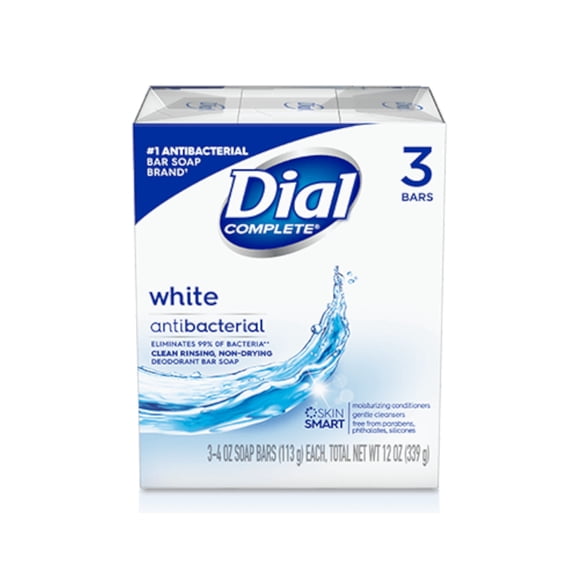 Dial Antibacterial Deodorant Soap 4oz Bars White 3 Each