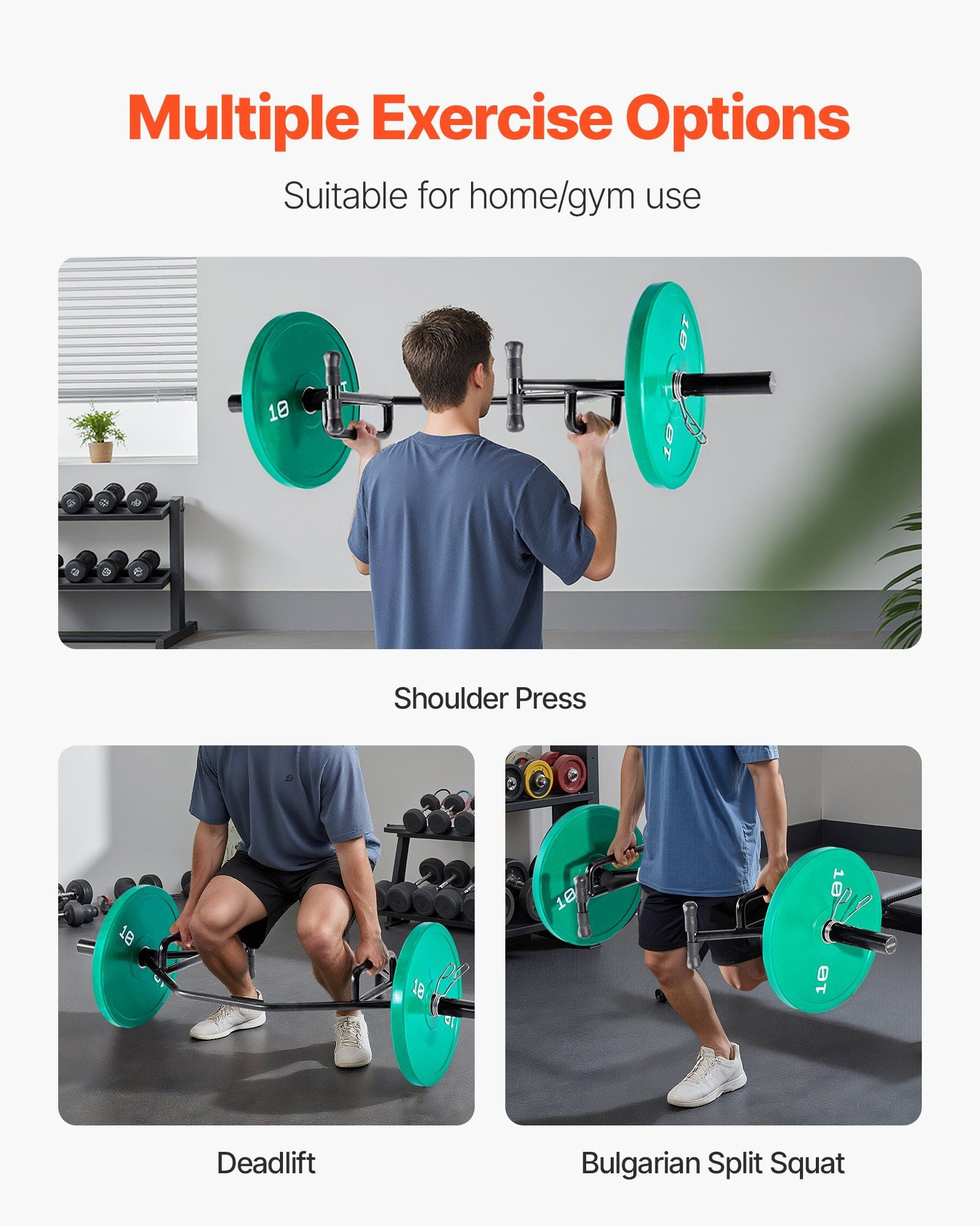 Trap Bar Hex Bar, Open-Ended Frame Hex Barbell, 800 LB Capacity Shrug Bars with Knurled Grips - Strength Training Equipment for Squats, Deadlifts, Shoulder Press for Home Gym