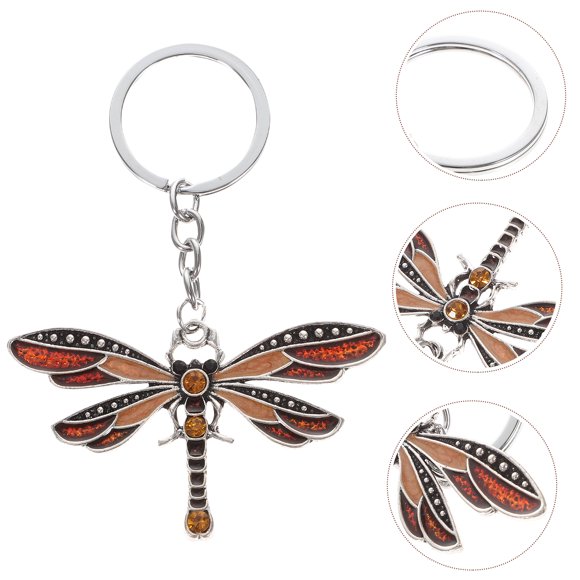 Golden Dragonfly Key Chain for Women with Zinc Alloy Material and Decorative Charm for Bags Cars