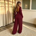 thumbnail image 4 of Wide Leg Jumpsuits for Women Square Neck Smocked High Waist Baggy Jumpsuits Loose Fit Office Work Casual Daily Wear ,S, 4 of 4