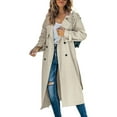 thumbnail image 1 of Kmbangi Women's Double Breasted Long Trench Coat Windproof Overcoat with Belt, 1 of 9