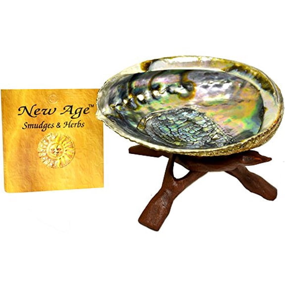 New Age Smudges and Herbs Abalone Shell 5-6" & 6" Wooden Tripod