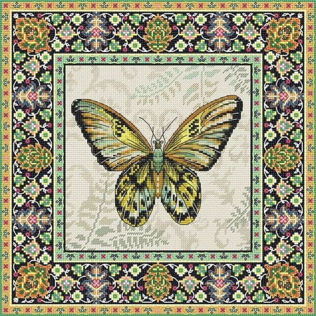 UPC: 4840746064869 | Letistitch Vintage Butterfly Counted Cross-Stitch Kit