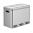thumbnail image 3 of HELLONE Kitchen Trash Can, 3x4 Gallon Garbage Can, Stainless Steel Waste Bins for Recycling and Trash, 2 Compartments with Removable Inner Buckets, Step On Pedal, Quite-Close Lid, Silver, 3 of 7