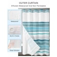 thumbnail image 2 of No Hook Teal Nordic Style Stripes Shower Curtain with Snap in Liner Set, Turquoise Texture Waterproof Fabric Bathroom Curtains with See Through Top Window, Hotel Style Stall 48 x 72 Inch, 2 of 7