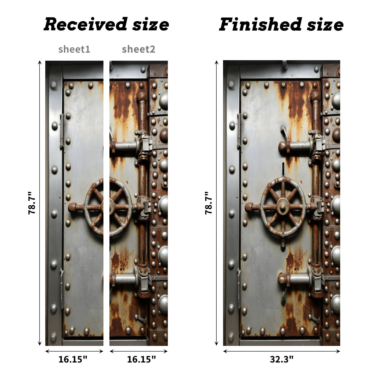Self Adhesive Vinyl Refrigerator Wrap Set Old vault Door Mural Removable Fridge Sticker Peel and Stick&nbsp;Full Door Cover Decal Kitchen Bar Decor