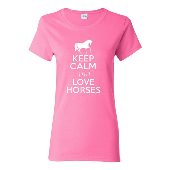 Ladies Keep Calm And Love Horses T-Shirt Tee