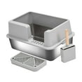 thumbnail image 3 of TISHITA Cat Litter Tray Stainless Steel Litter Box for Cat Family Large Cat Pet Gift Side Entry, 3 of 8