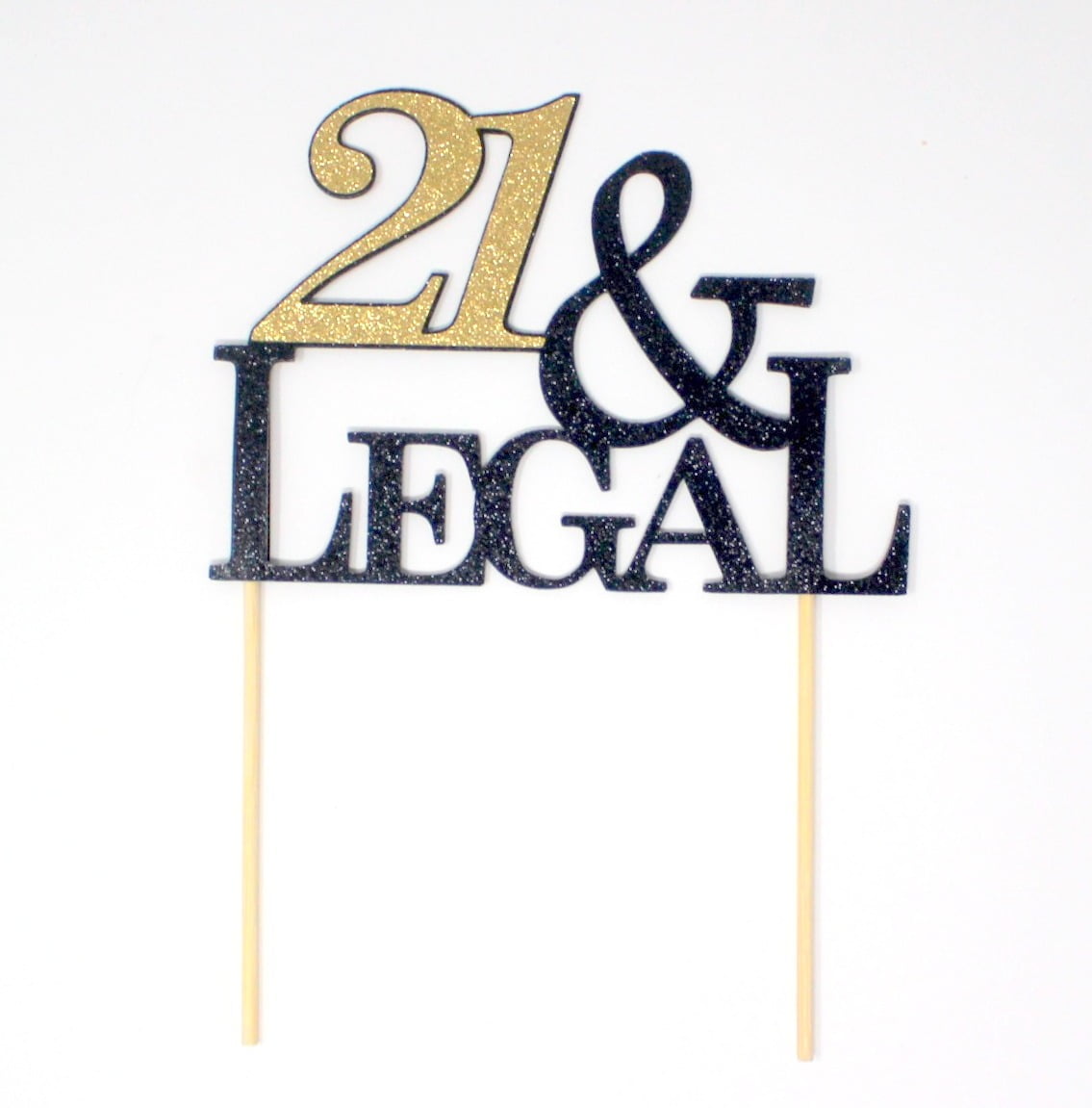 All About Details 21 & Legal Cake Topper (Black & Gold),1 PC, 21st ...