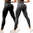 thumbnail image 2 of GEWSEY 2 Pack Lifting Yoga Leggings for Women Tummy Control High Waist Seamless Booty Scrunch Gym Running Workout Pants (Dark Gray, M), 2 of 6