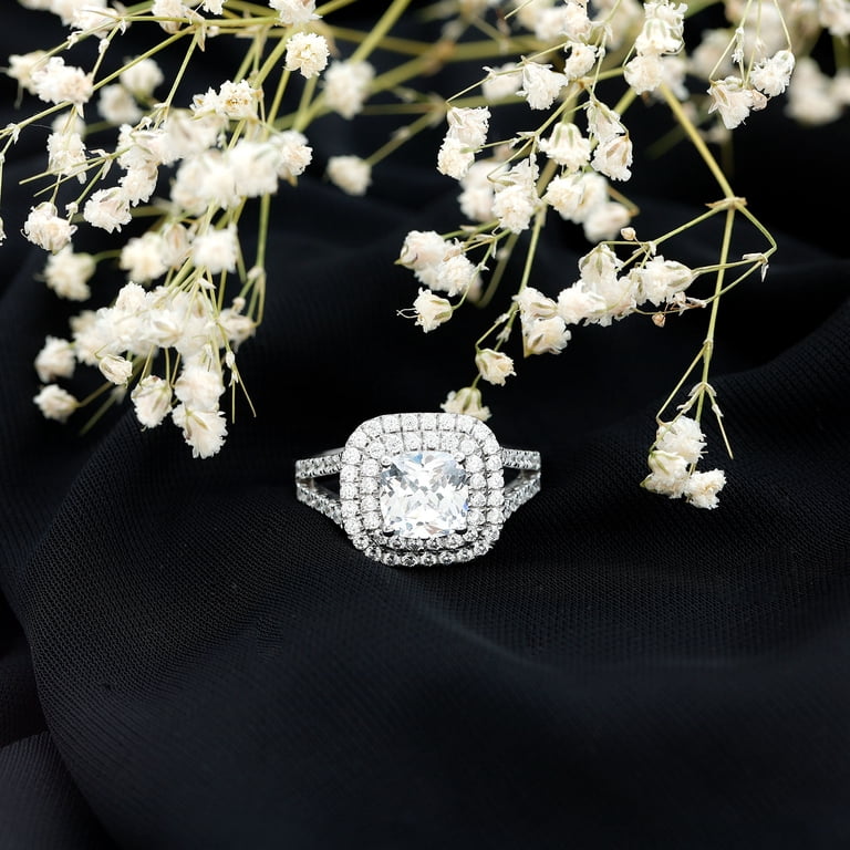 vintage inspired vintage double halo engagement ring