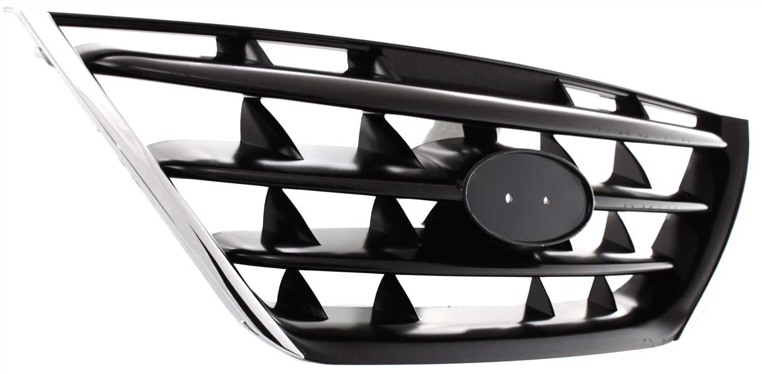 Grille Assembly Compatible With 2004-2006 Hyundai Elantra Chrome Shell with Painted Black Insert