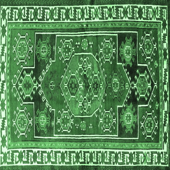 Ahgly Company Indoor Square Persian Emerald Green Traditional Area Rugs, 6' Square