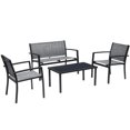 thumbnail image 6 of Vineego 4 Pieces Patio Furniture Outdoor furniture Outdoor Patio Furniture Set Textilene Bistro Set Modern Conversation Set Black Bistro Set with Loveseat Tea Table, Grey, 6 of 9