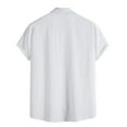 thumbnail image 3 of Men's Spring Summer Casual Solid Color Short Sleeve Shirt Loose Turn-down Collar Shirt2XL, 3 of 3