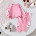 thumbnail image 2 of XIMIN Toddler Girls Clothes 2 Pieces Long Sleeved Cute Set Bow Hooded Pullover Tops and Jogger Pants with Pocket Casual Outfuts Fall Outdoor Sportswear, 2 of 8