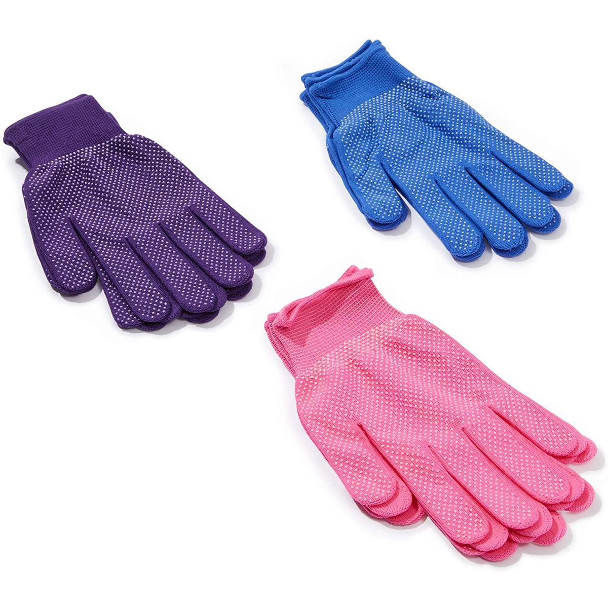 3x PAIRS CHILDS GRIPPER GLOVES BLUE KNITTED PIMPLE PALM Horse Riding Cycling 