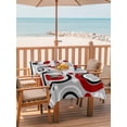 thumbnail image 2 of Outdoor Tablecloth with Umbrella Hole for Patio/Picnic/Party/Camping, Red Grey Abstract Waterproof Table Cloth Rectangle Table Cover Washable, Modern Geometric Polka Dot (60"x 120"), 2 of 8