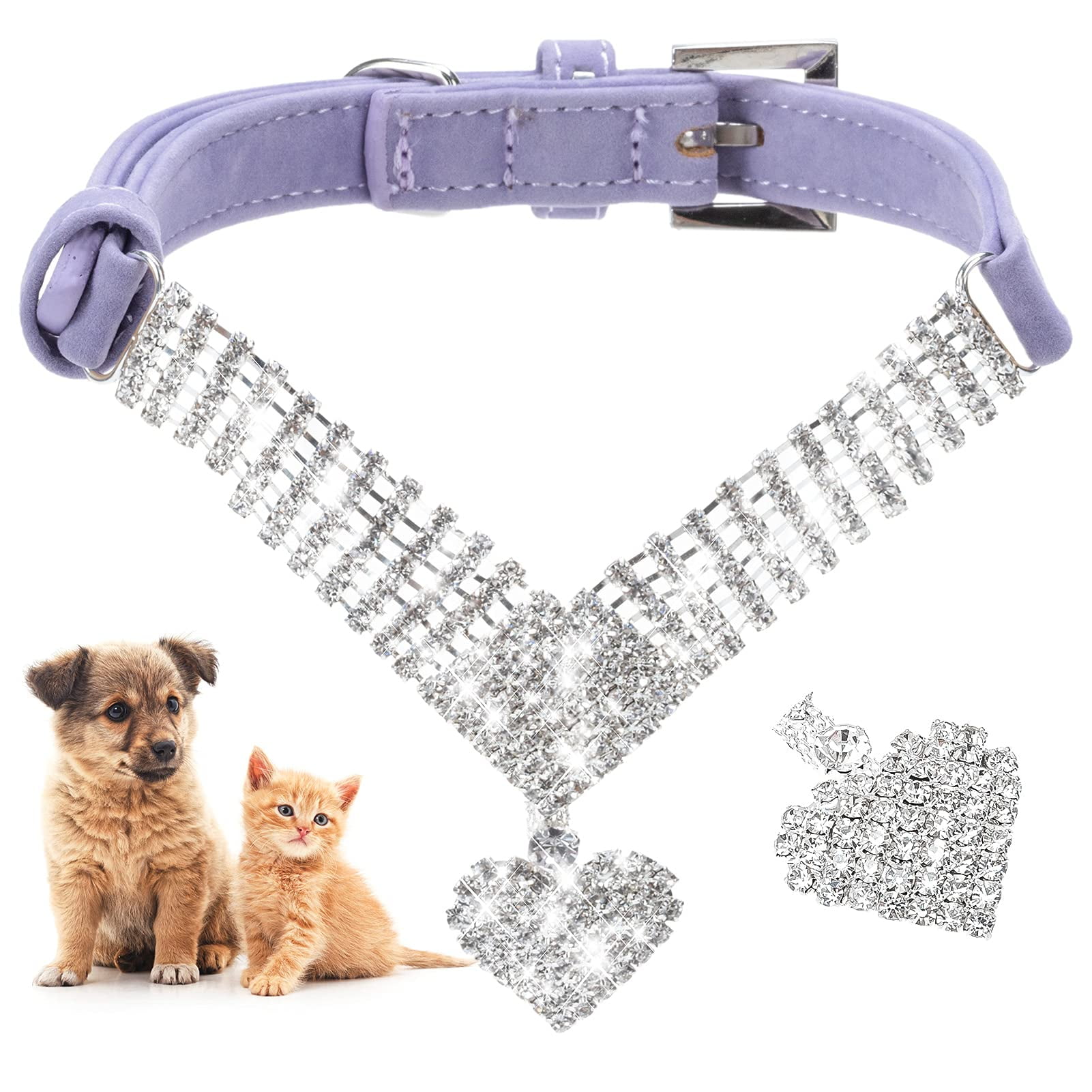 EXPAWLORER Rhinestone Dog Collar Cat Collars for Girl Cats Bling Dog