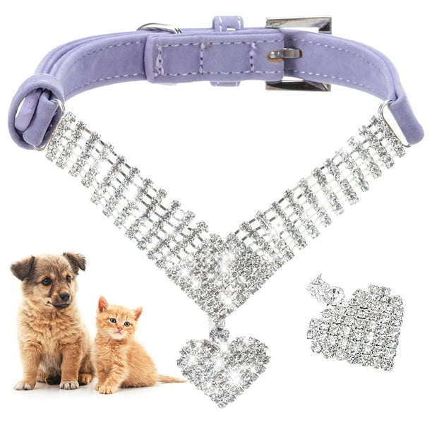 EXPAWLORER Rhinestone Dog Collar Cat Collars for Girl Cats Bling Dog