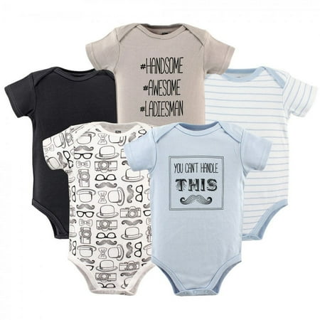 UPC: 0660168508666 | Hudson Baby Infant Boy Cotton Bodysuits 5pk Mustache 6-9 Months