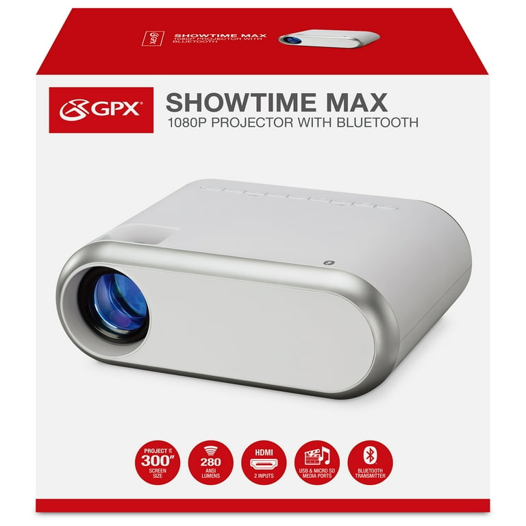 LED PROJECTOR シルバー GPX The Max 1080p Projector with Bluetooth Transmitter, PJ712W