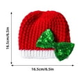 thumbnail image 3 of CUZIBR Girls Toddler Christmas Hat Knit Warm Soft Color Block Cute Deer Bow Pattern Toddler Stylish Beanie Cap,White,One Size, 3 of 4