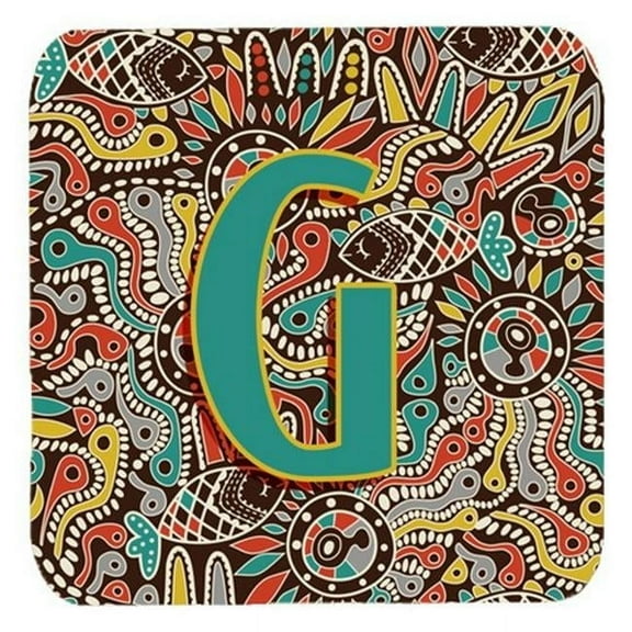 Carolines Treasures CJ2013-GFC Letter G Retro Tribal Alphabet Initial Foam Coasters- Set Of 4