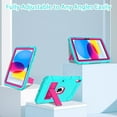 thumbnail image 6 of BMOUO Case for iPad (A16) 11th Generation 11 Inch 2025/iPad 10th Generation 10.9" 2022 - with Kickstand & Pencil Holder, Heavy Duty Shockproof Protective iPad 11th 10th Generation Case, Rose+Teal, 6 of 7