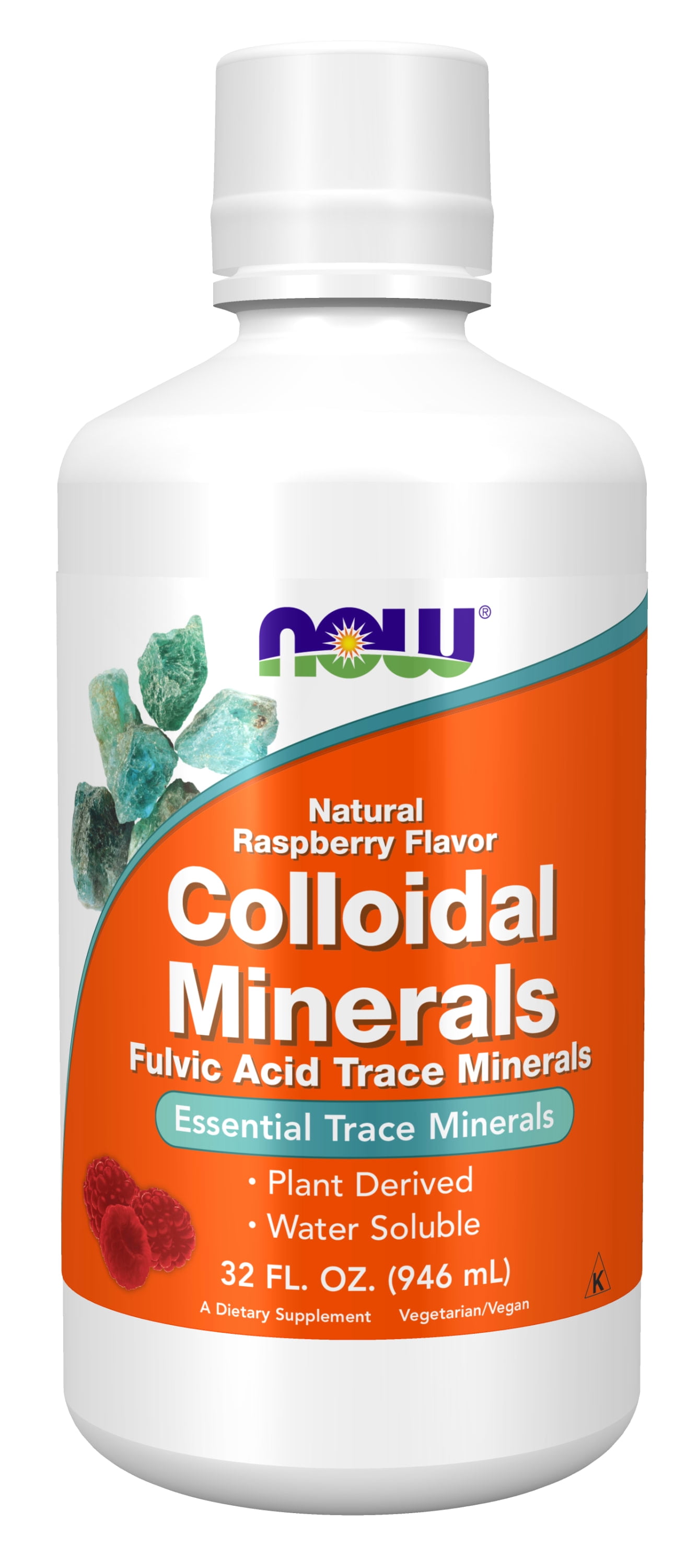 NOW Supplements, Colloidal Minerals Liquid, Plant Derived, Essential Trace Minerals, Raspberry, 32-Ounce