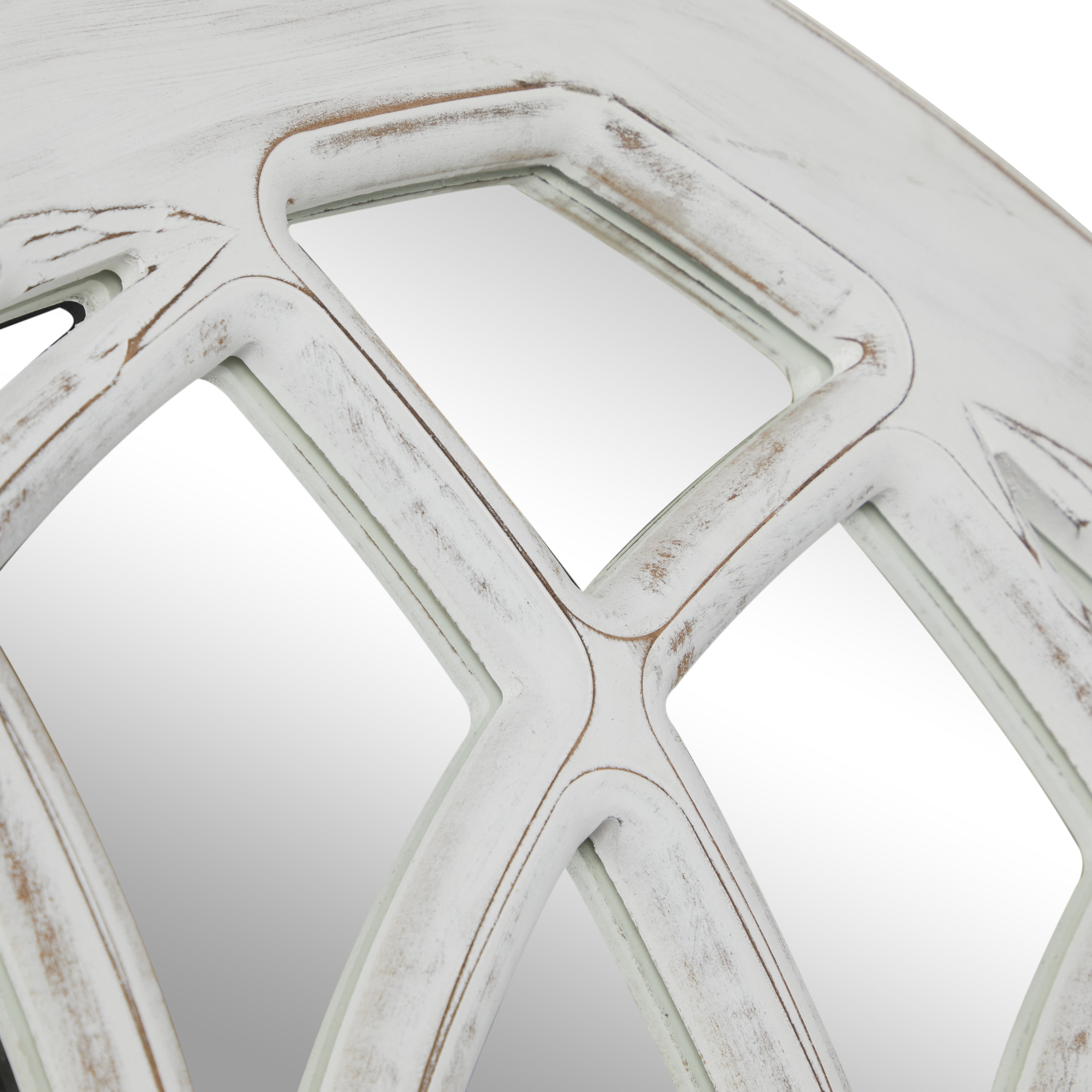 DecMode 36" x 60" White Distressed Window Pane Wall Mirror