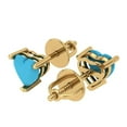 thumbnail image 2 of Clara Pucci 1 ct Brilliant Heart Cut Studs VVS1 Genuine Conflict free Blue Turquoise Solid 18K Yellow Gold Designer Everyday Earrings Screw back, 2 of 5