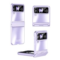 Dteck Samsung Galaxy Z Flip 4 Case with Hinge Protection, Z Flip4 5G Case Hybrid Shockproof Frosted PC Plating Full Body Protective Phone Case for Samsung Galaxy Z Flip4,Purple