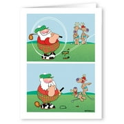 "Slice!" Santa Golfing with his Reindeer - Funny Holiday Christmas Cards - 18 Ca